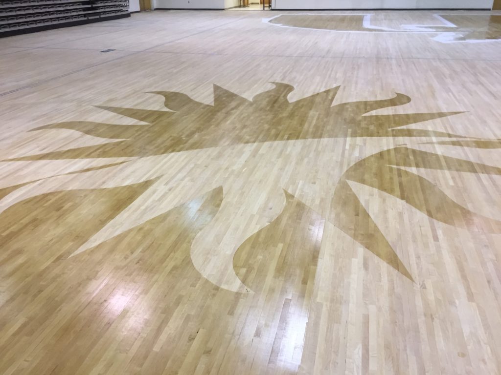 polished and maintained gym floor